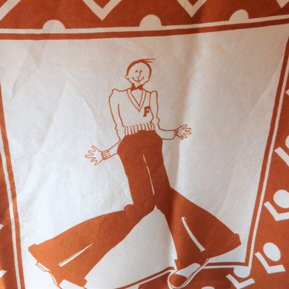 1970s Vintage Frimmel Silk Scarf by Geoffrey Howard Bell Bottoms Brown White - Picture 3 of 10